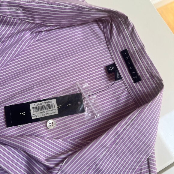 Theory Leopolda Crossword Shirt Lilac Pink - Picture 6 of 8